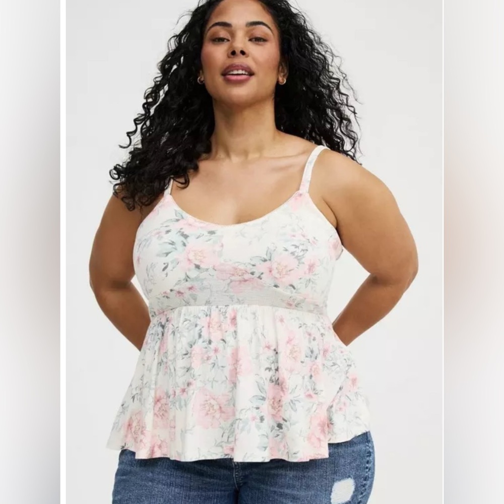 Torrid NWOT Smocked Criss-Cross Babydoll Top-Size 2